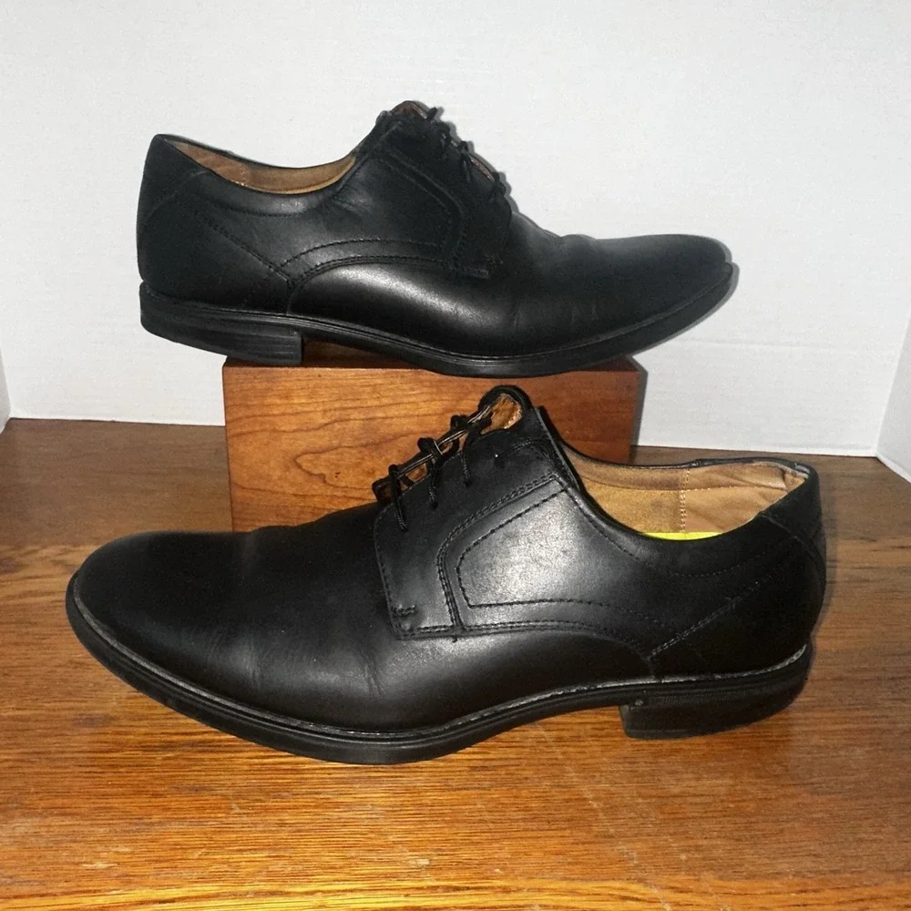 Florsheim Men's Shoes Black‎ Leather Lace Comfortech Ortholite Sz 9D Plain Toe